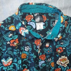 Super Mario All Over Print‎ Button Up Shirt Men's S Gamer Short Sleeve Black